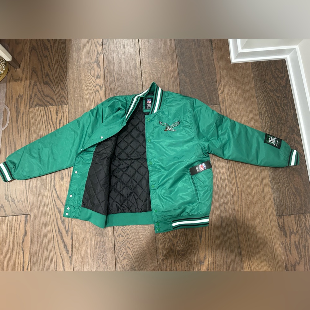 NET NFL Philadelphiaelphia Eagles Satin Varsity Bomber Jacket - Picture 4 of 8